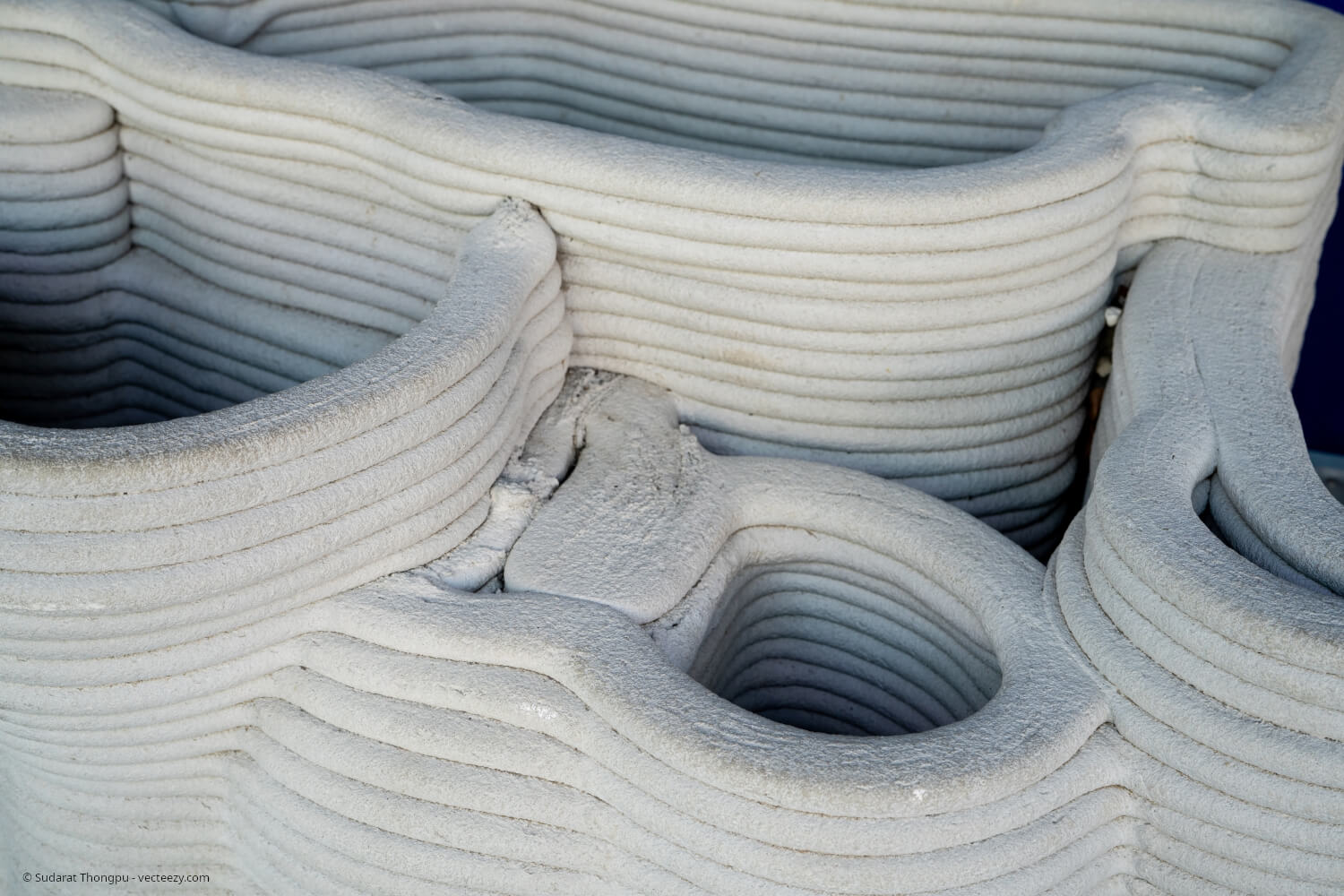 3D-Druck von Korallenhäusern. Eine umweltfreundliche Lösung fördert die Wiederherstellung von Korallenriffen durch innovative 3D-Drucktechnologie. Grüne Technologie mit umweltfreundlicher additiver Fertigung für eine nachhaltige Entwicklung
